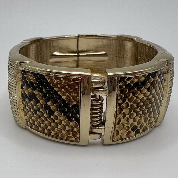 Gold Plated Snakeskin Cuff Bracelet - Picture 3 of 4